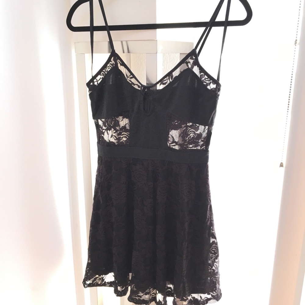 Nasty Gal Dress black lace skater size medium